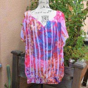 Sublimation Tattoo Peasant Top Blouse~2X~Shirt